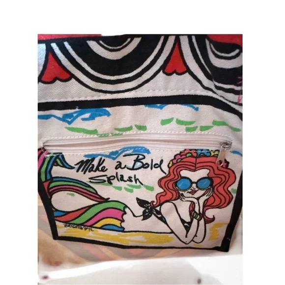 Brighton Colorful Canvas Tote with Pink and Blue Accents - Picture 5 of 5